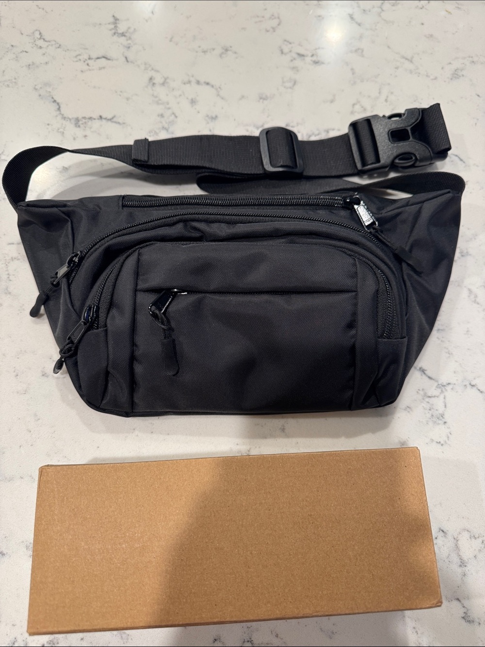 2 Everyday Black Travel Waist Bag - Compact Fanny Pack Hands-Free Bags